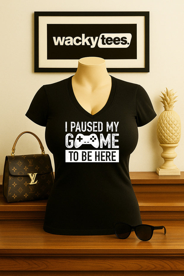 I Paused My Game To Be Here Gamer Gaming Controller Graphic Tee Shirt