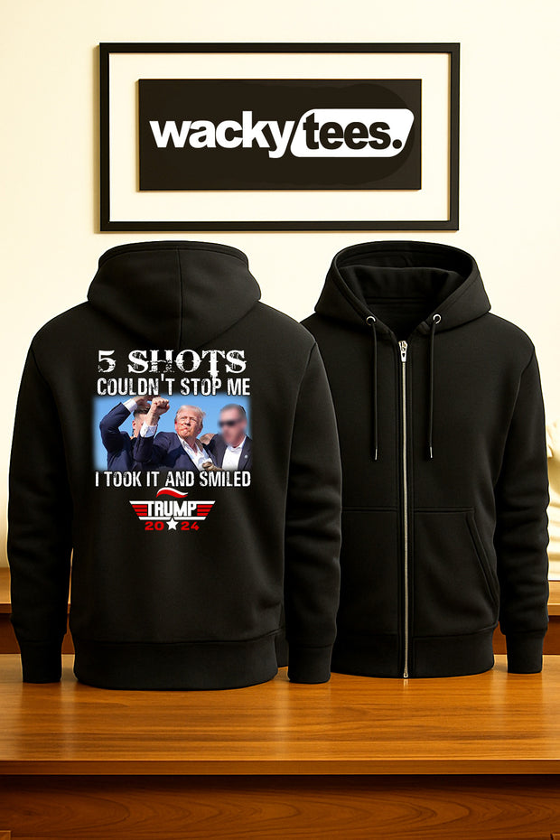 5 Shots Couldn't Stop Me I Took It and Smiled Trump 2024 America Graphic Tee Shirt