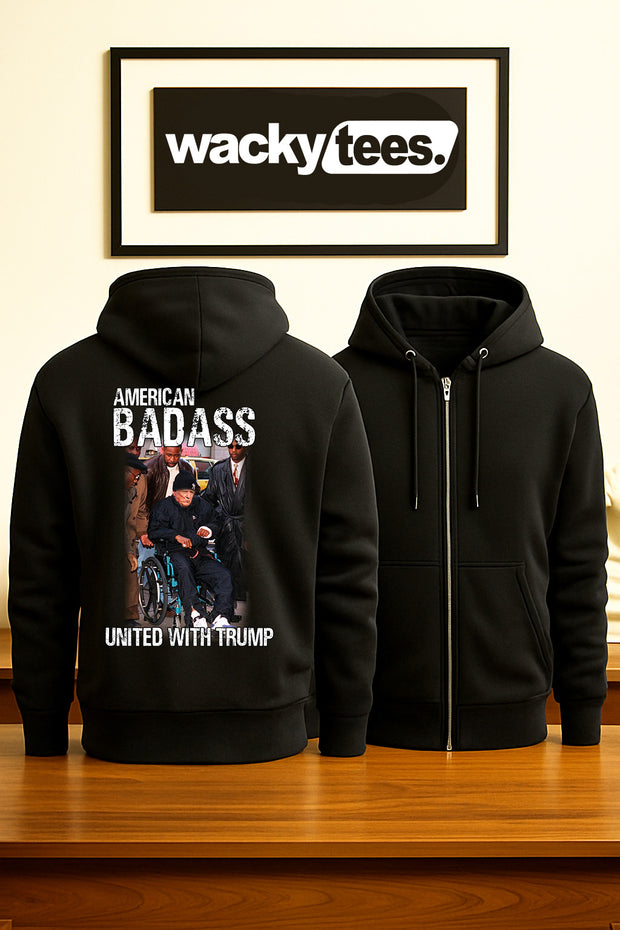 American Badass United with Trump America Funny Graphic Tee Shirt