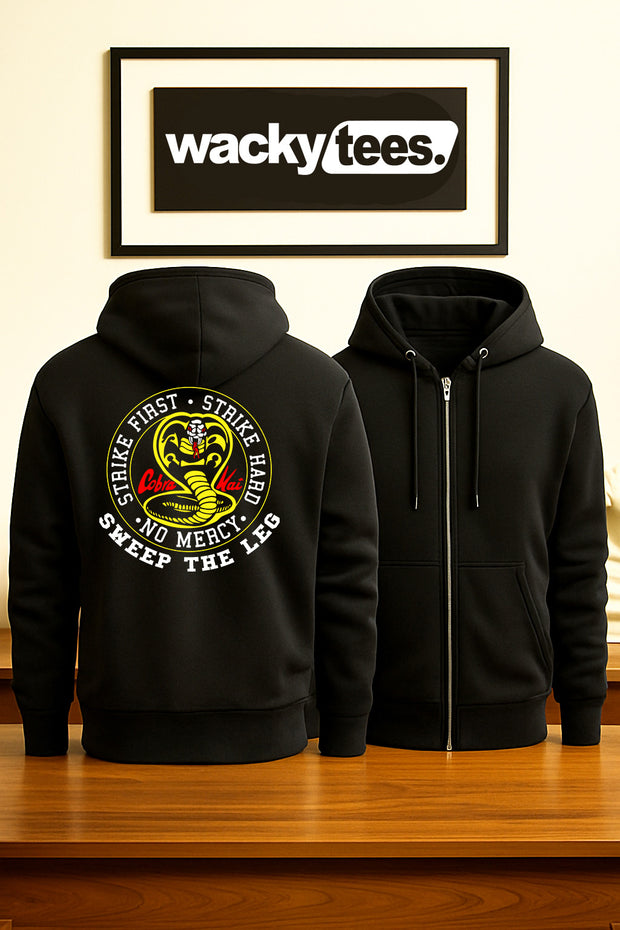 Cobra Kai Karate Kid Sweep The Leg Strike First Stike Hard No Mercy Graphic Tee Shirt