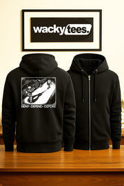 Deny Defend Depose Trendy Black and White Graphic Tee Shirt