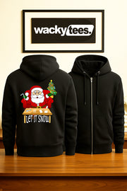 Let it Snow Cracked Out Santa Funny Holiday Christmas Graphic Tee Shirt