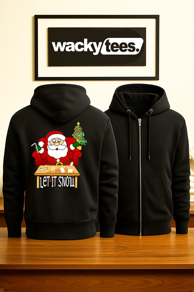 Let it Snow Cracked Out Santa Funny Holiday Christmas Graphic Tee Shirt