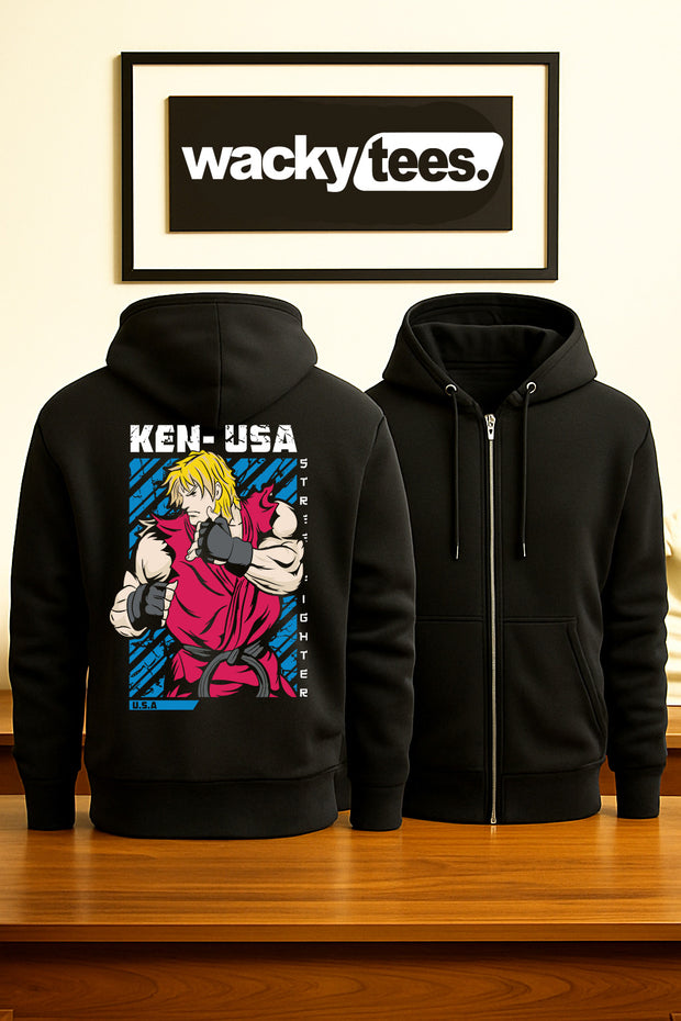 Street Fighter Ken USA United States Marital Arts Gaming Graphic Tee Shirt