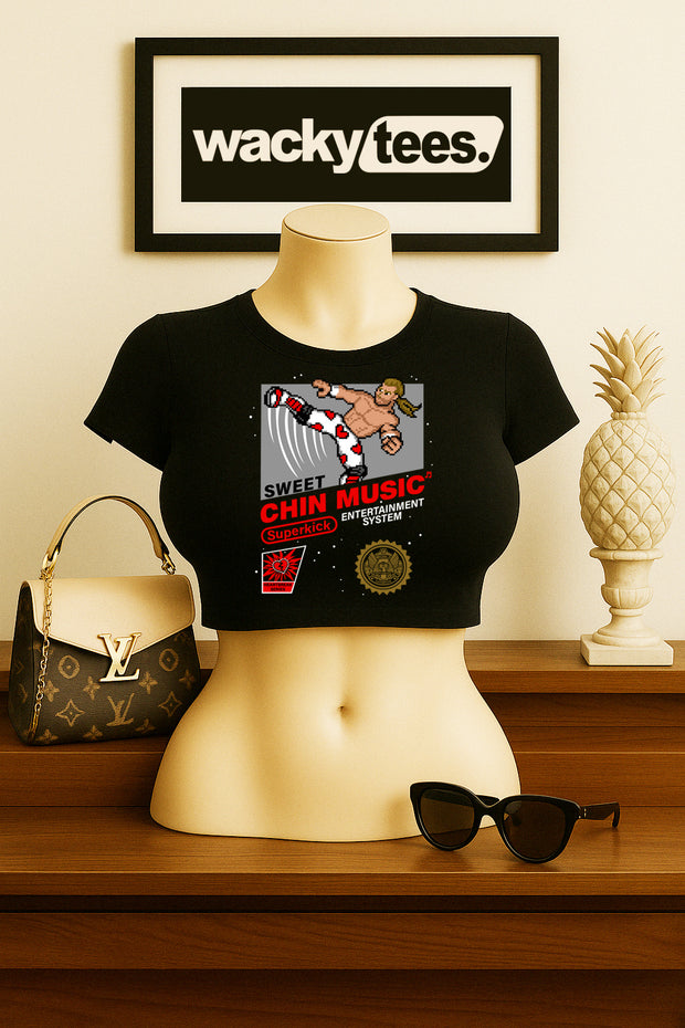 Sweet Chin Music Shawn Michaels Wrestling 8-Bit Gaming System Style Graphic Tee Shirt
