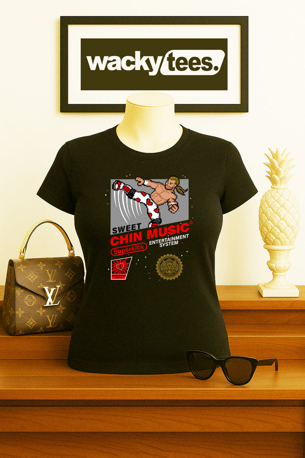 Sweet Chin Music Shawn Michaels Wrestling 8-Bit Gaming System Style Graphic Tee Shirt