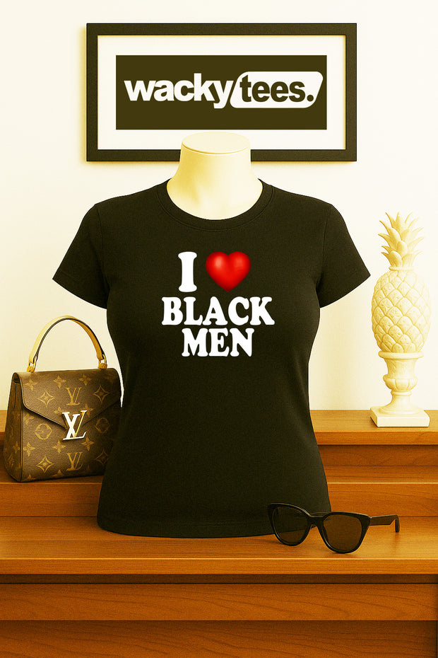 I Love Black Men I Heart Males Funny Adult Humor Graphic Tee Shirt