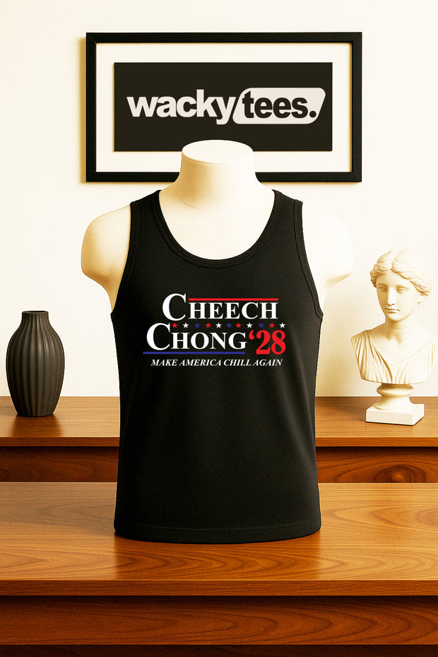 Cheech and Chong 2028 Election Parody Make America Chill Again Graphic Tee Shirt