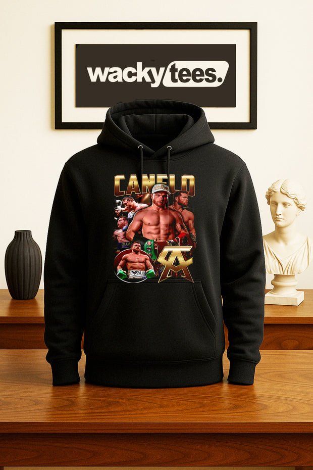 Canelo Alvarez Gold Champion Bootleg Portrait Boxing Distressed Graphic Tee Shirt