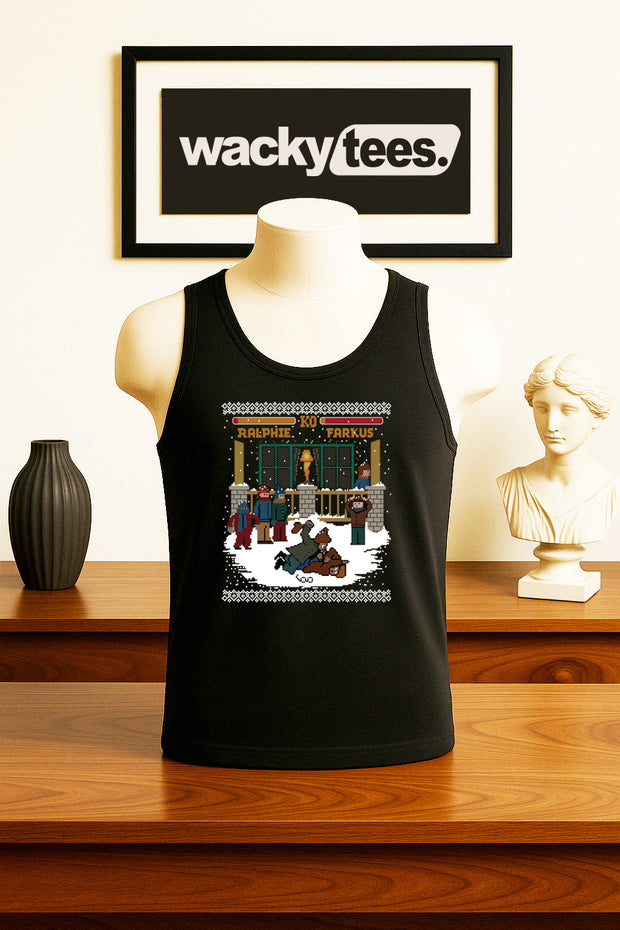 Christmas Story Ralphie Fight 8bit Gaming Style Funny Holiday Graphic Tee Shirt