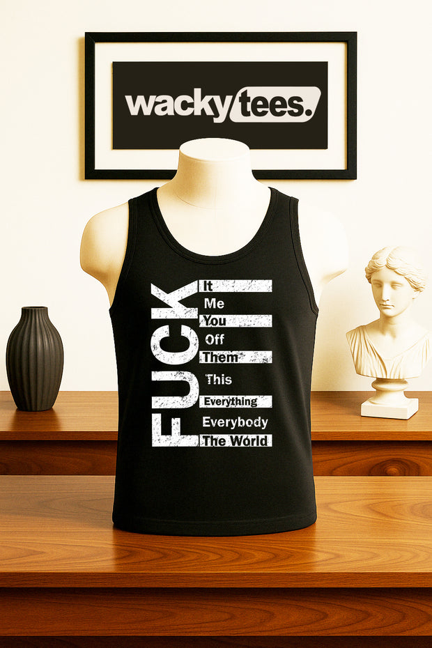 F Word Fuck Swearing List Adult Humor Funny Graphic Tee Shirt