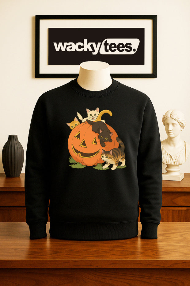 Halloween Fall Pumpkin Cute Kittens Cats Cute Graphic Tee Shirt
