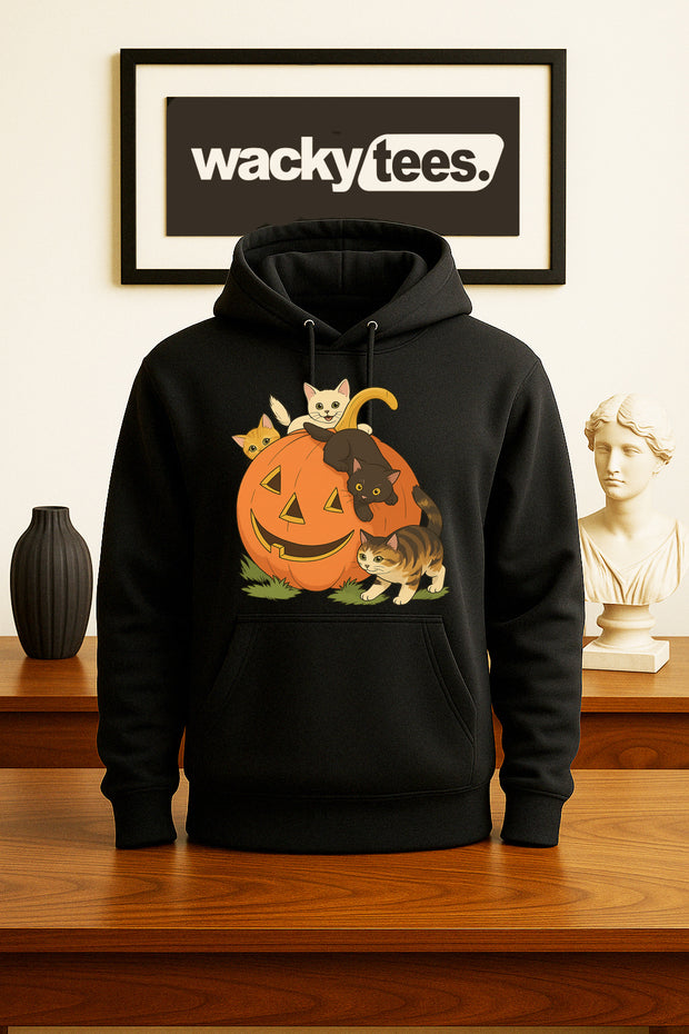 Halloween Fall Pumpkin Cute Kittens Cats Cute Graphic Tee Shirt