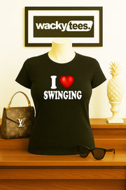 I Love Swinging I Heart Funny Adult Humor Graphic Tee Shirt