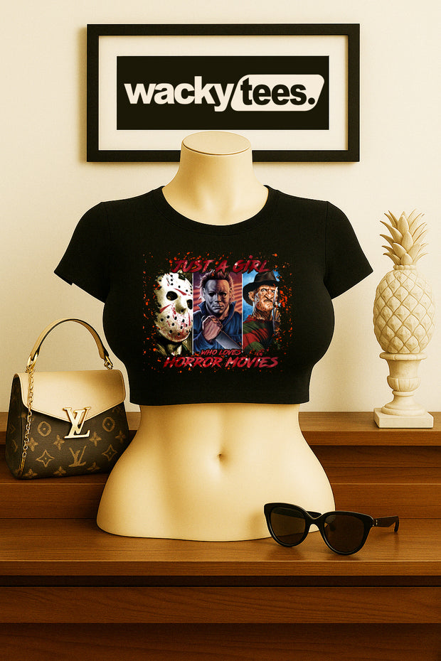 Just a Girl Who Loves Horror Movies 1 Horror Terror Halloween Graphic Tee Shirt