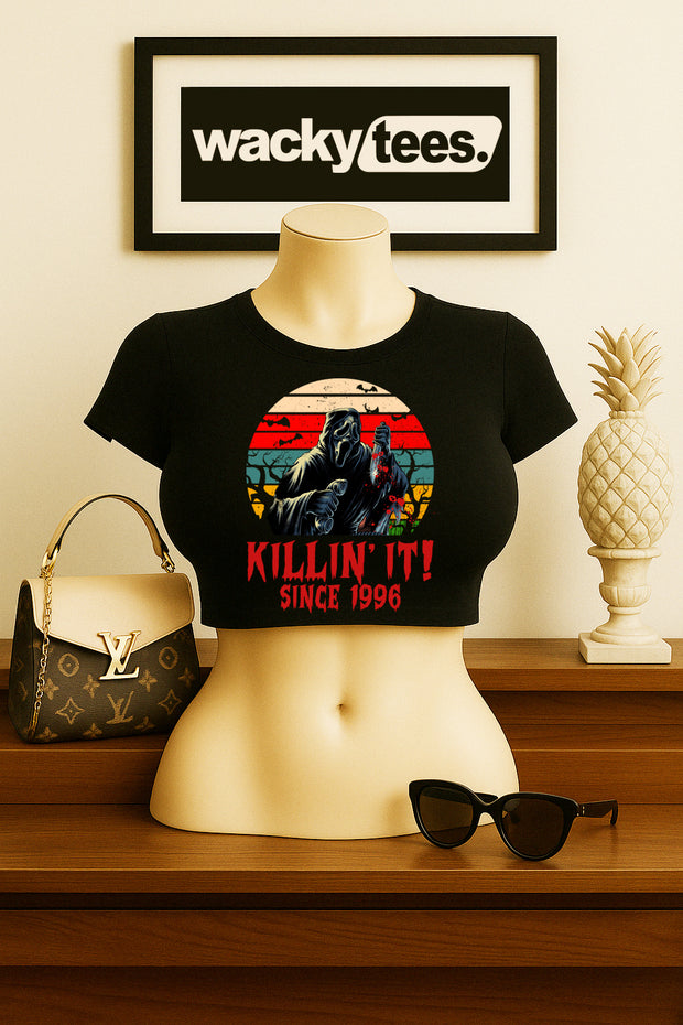 Killin It Since 96 Scream Ghostface Horror Terror Halloween Graphic Tee Shirt