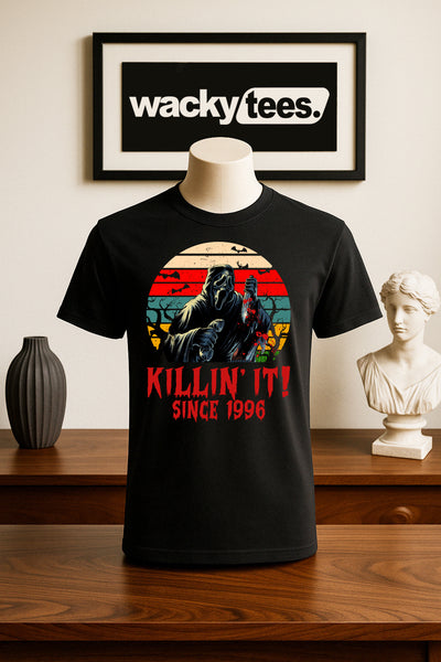Killin It Since 96 Scream Ghostface Horror Terror Halloween Graphic Tee Shirt