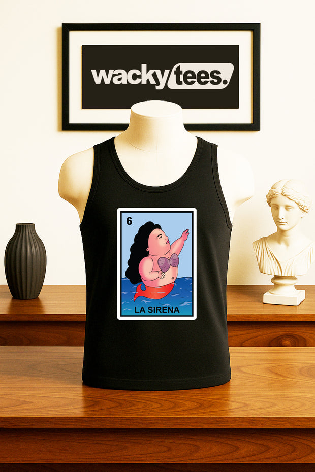 La Sirena Gorda Loteria Fat Mermaid Mexican Bingo Graphic Tee Shirt