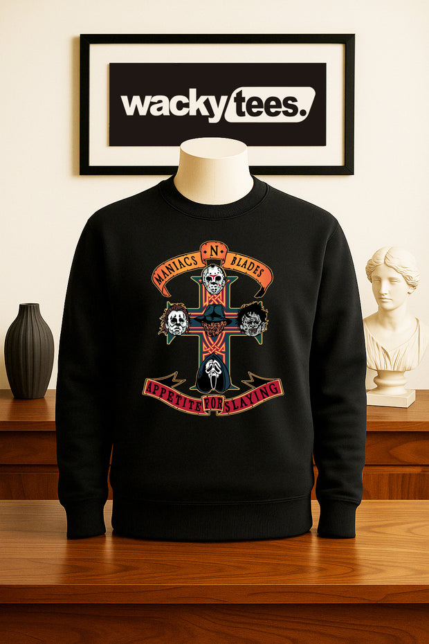 Maniacs N Blades Appetite For Slaying Horror Terror Halloween Graphic Tee Shirt