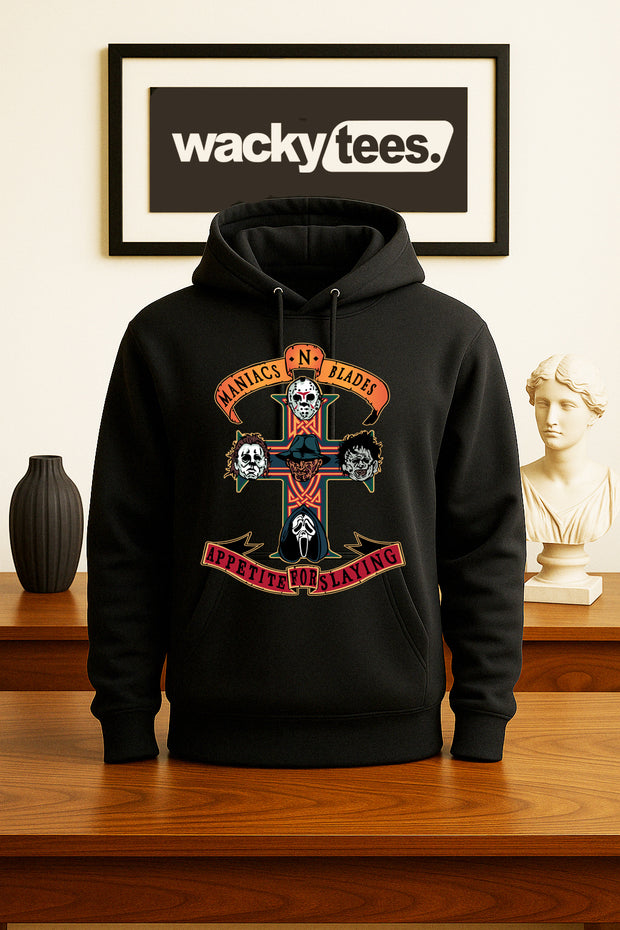 Maniacs N Blades Appetite For Slaying Horror Terror Halloween Graphic Tee Shirt