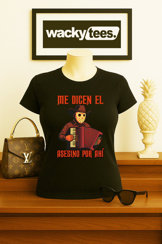 Me Dicen El Asesino Por Ahi Halloween Corrido Jason Voorhees Friday the 13th Graphic Tee Shirt