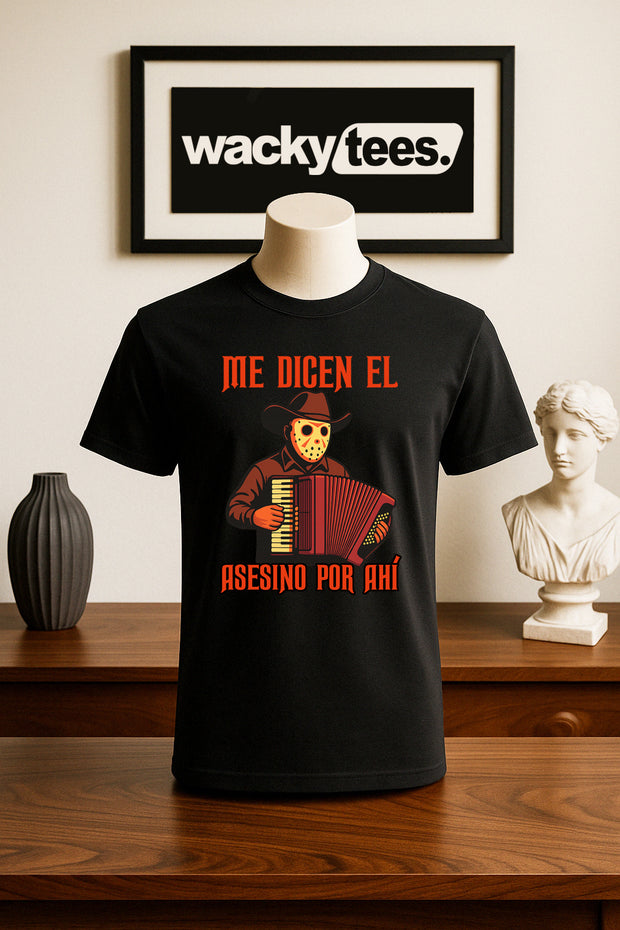 Me Dicen El Asesino Por Ahi Halloween Corrido Jason Voorhees Friday the 13th Graphic Tee Shirt