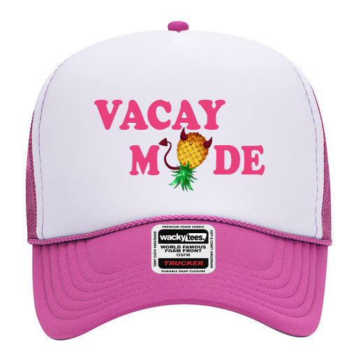 Vacay Mode Upside Down Pineapple Adult Swinger Foam Trucker Snap Back Hat