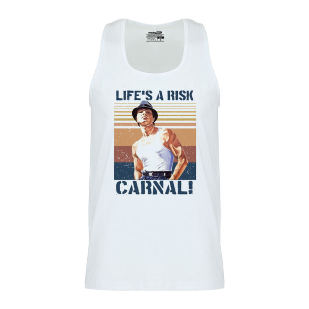 Lifes A Risk Carnal El Gallo Negro Blood In Blood Out Vatos Locos Graphic Tee Shirt
