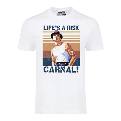 Lifes A Risk Carnal El Gallo Negro Blood In Blood Out Vatos Locos Graphic Tee Shirt